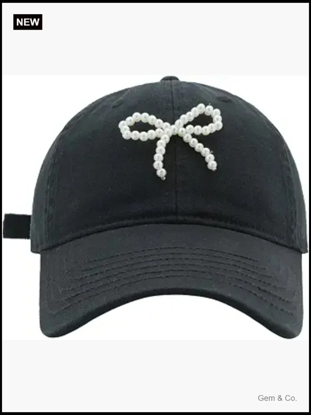 Women's Cute Pearl Bow Baseball Cap Adjustable Summer Sun Hat One Size